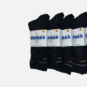 BOMBAS CALF/CREW SOCKS SIZE LARGE LOT 4 PAIRS NEW MEN WOMEN Black New
